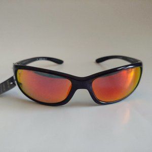 (NWT) Vintge 90's PC Rectangle Wrap Around Sporty Sunglasses (Black/Red M)